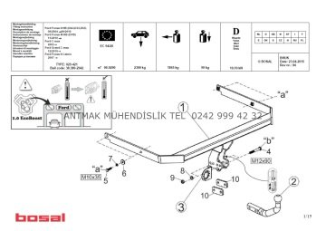 FORD FOCUS II SEDAN /HB 2004-   FORD FOCUS III SEDAN /HB 11/2010-  , FORD C MAX 2003- , FORD GRAND C MAX 2010-  ORİS ÇEKİ DEMİRİ