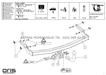 PEUGEOT 206 1998-2012 MODEL YILLARI ARASI ORİS ÇEKİ DEMİRİ